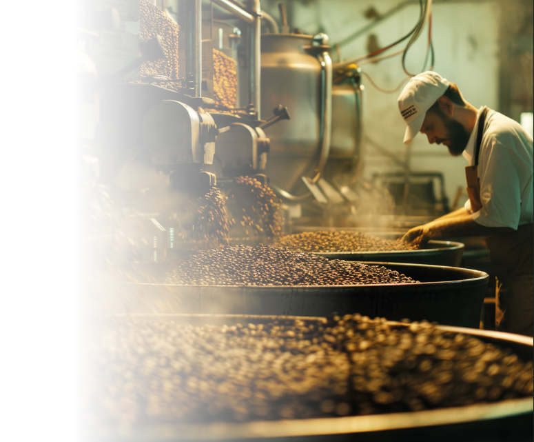 Visuel représentant la torréfaction des grains de café